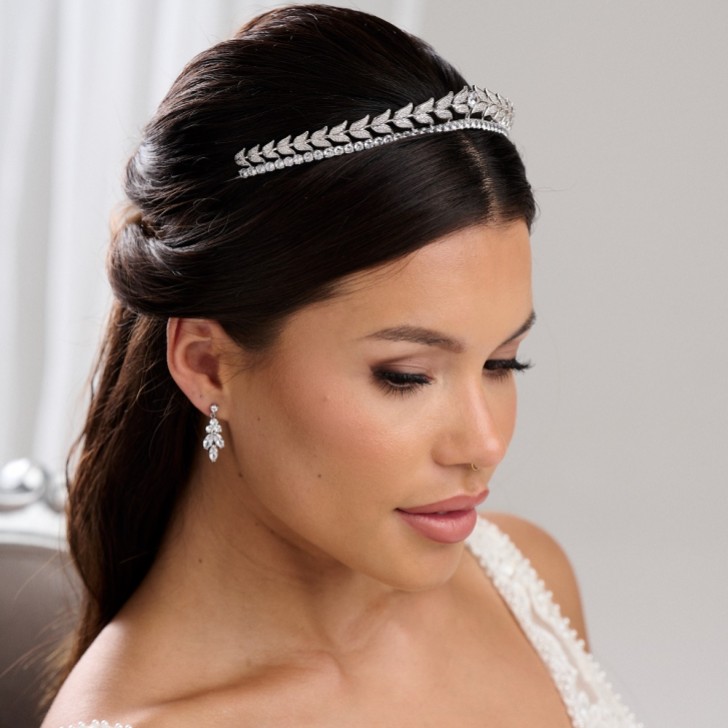 Athena CZ Crystal Leaves Bridal Tiara