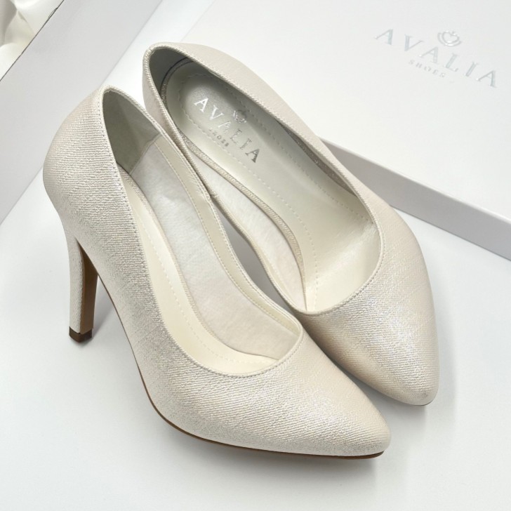 Avalia Goldy - Scarpe con tacco alto scintillanti in champagne