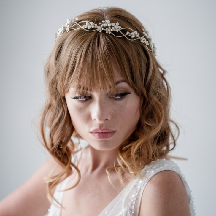 Bianca Golden Flowers and Freshwater Pearl Halo Headpiece