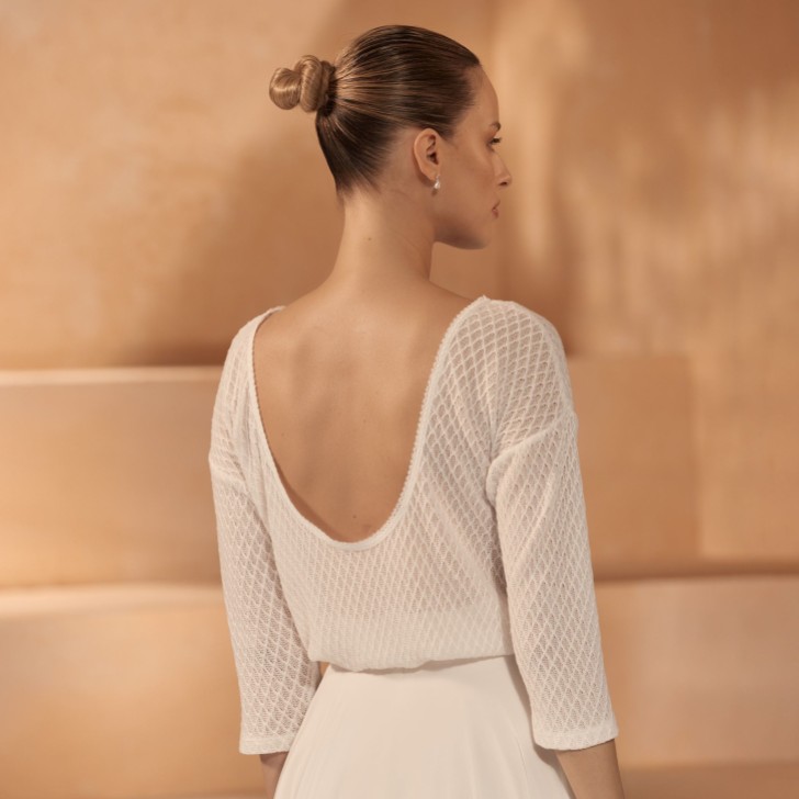 Bianco Ivory Knitted 3/4 Sleeve Bridal Sweater E435