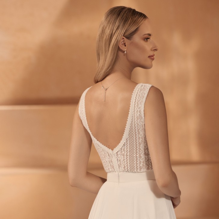 Bianco Ivory Lace Sleeveless Bridal Bodysuit E428