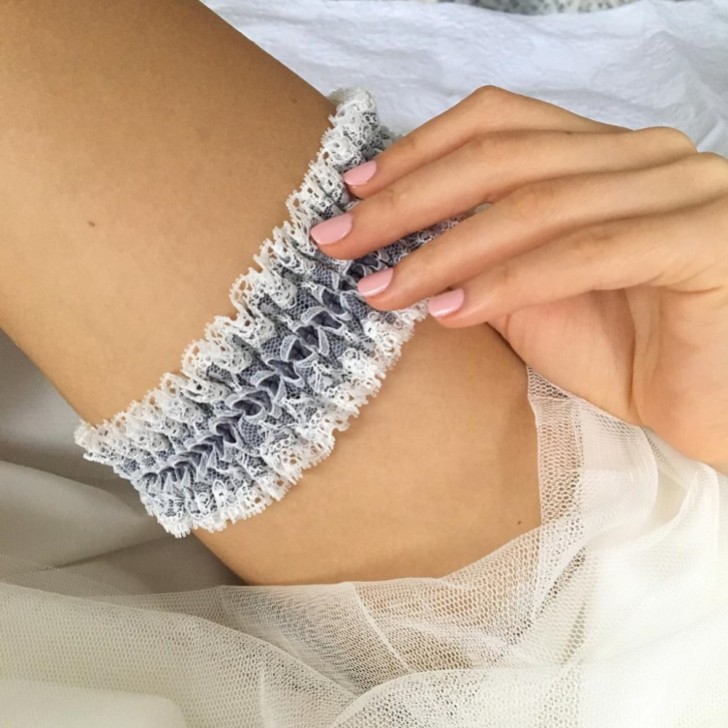 Bliss Denim Blue and Ivory Lace Reversible Wedding Garter