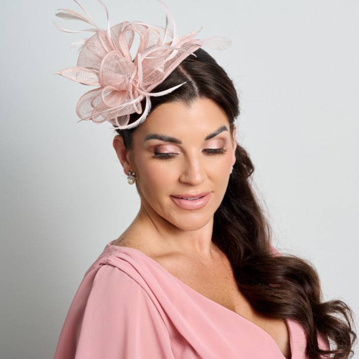 Blush Pink Sinamay and Feather Wedding Fascinator