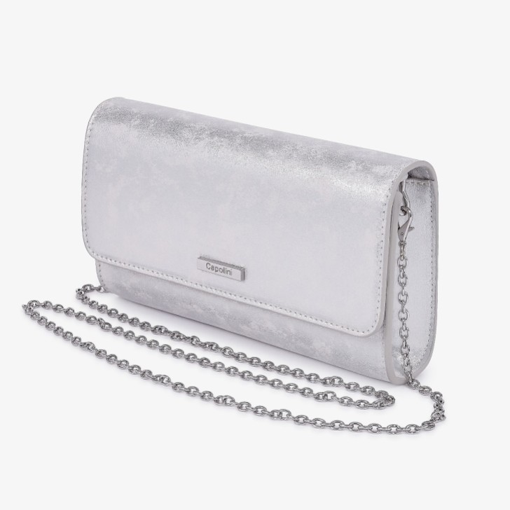 Capollini Pochette in pelle nabuk argento