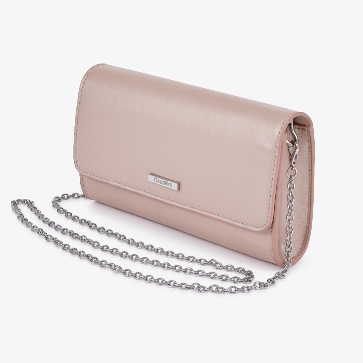 Capollini Almond Pearlised Leather Clutch Bag