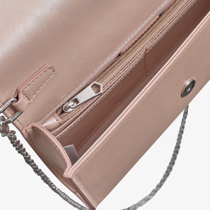 Capollini Almond Pearlised Leather Clutch Bag