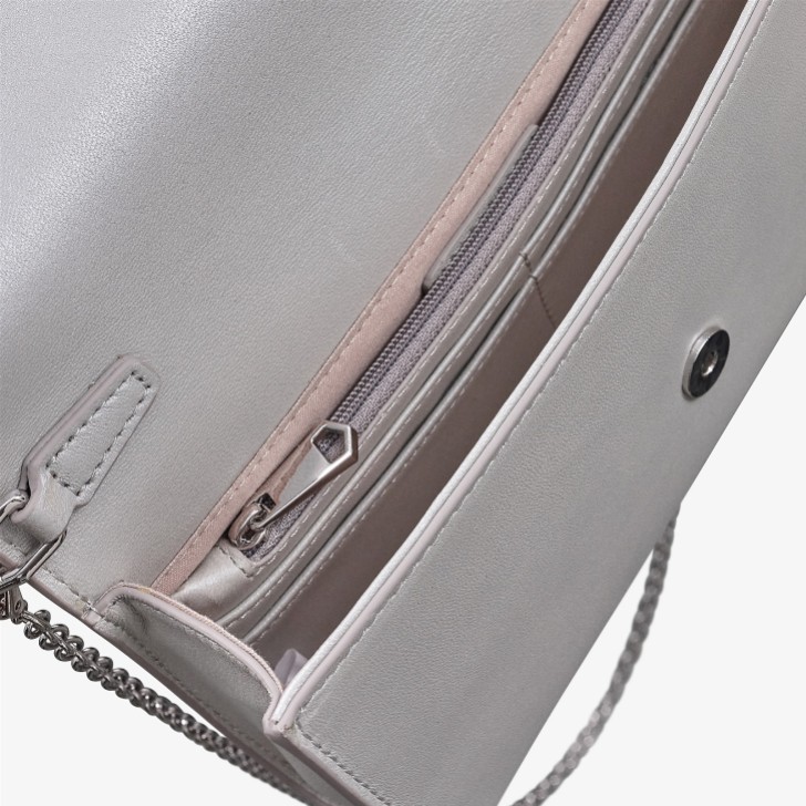 Capollini Dove Grey Pearlised Leather Clutch Bag