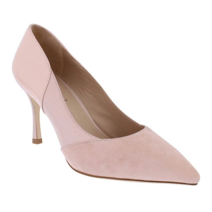 Capollini Faith Pink Leather Panelled Pointed Court Shoes
