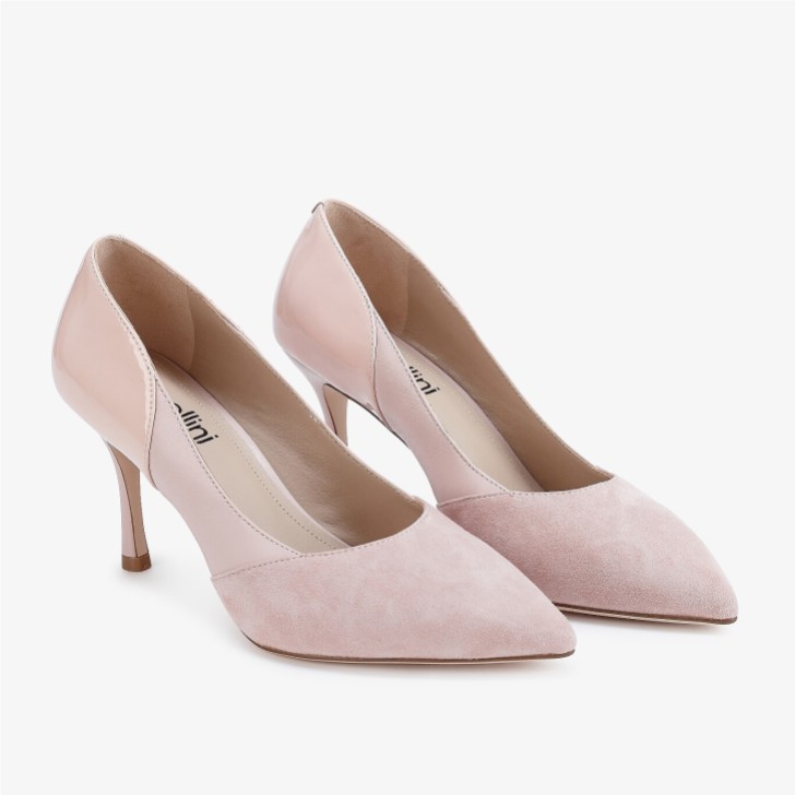 Capollini Faith Pink Leather Paneled Pointed Court Shoes