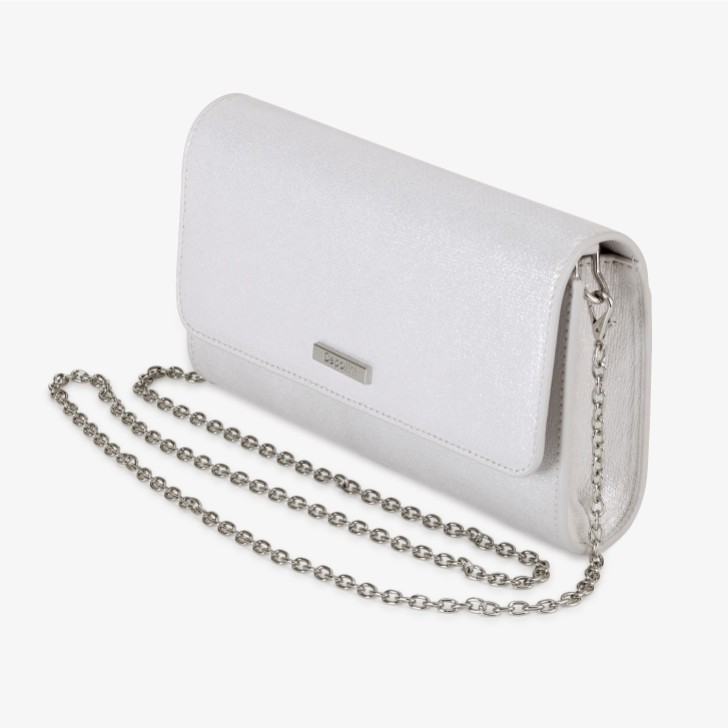 Capollini Pochette en cuir nubuck blanc glacier