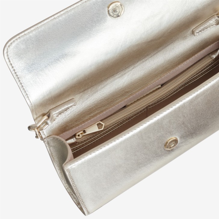 Capollini Gold Leather Clutch Bag