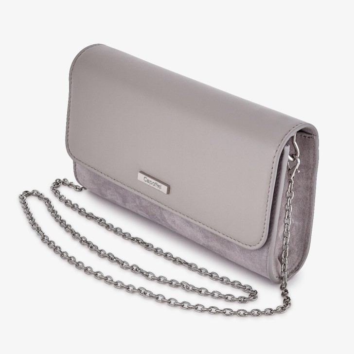 Capollini Graue Clutch-Tasche aus Wildleder und Leder