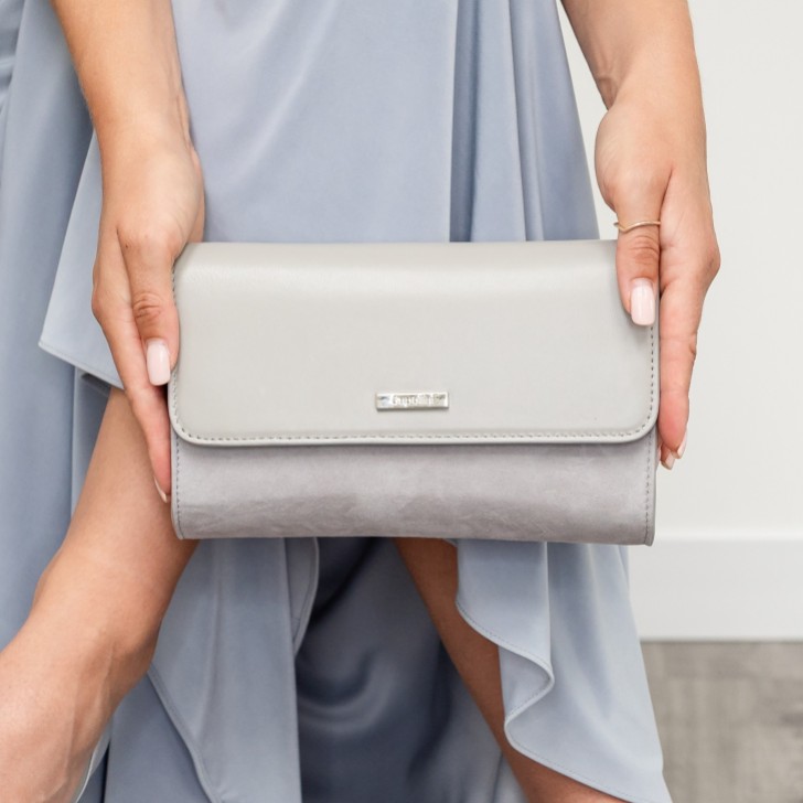Capollini Grey Suede and Leather Clutch Bag
