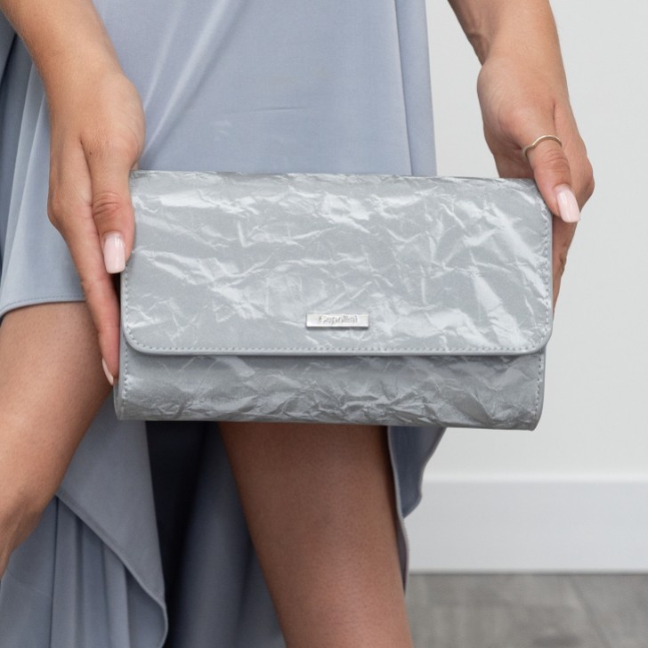 Capollini Moonlight Grey Nubuck Leather Clutch Bag