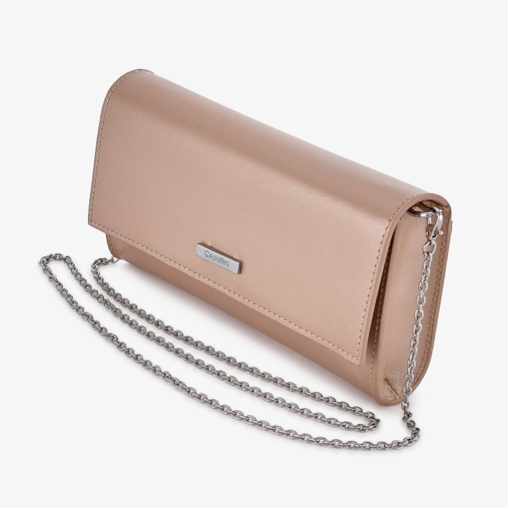 Capollini Nude Leather Clutch Bag