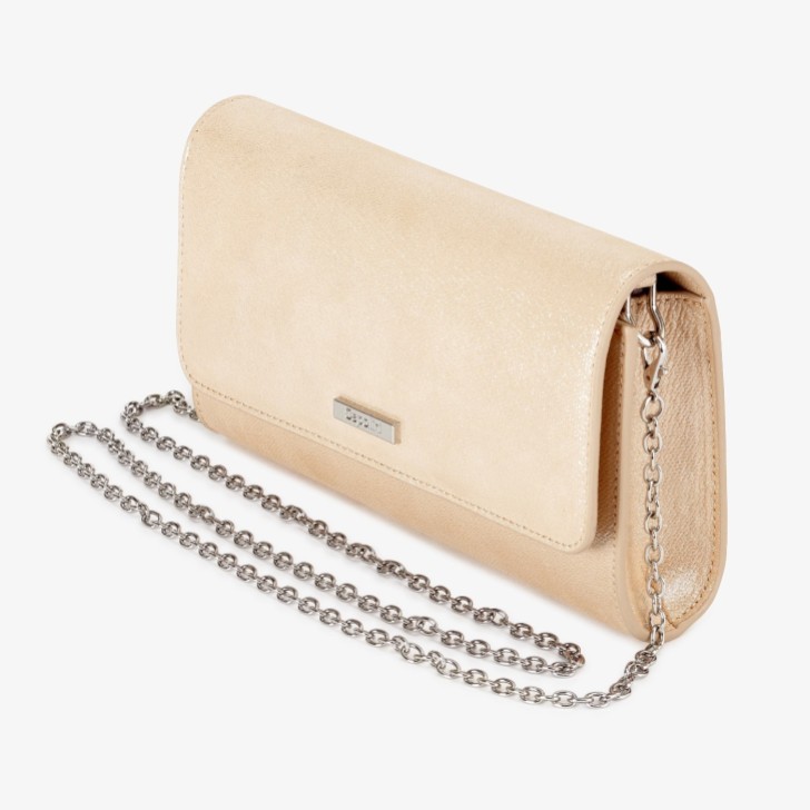 Capollini Pale Gold Nubuck Leather Clutch Bag