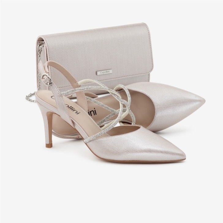 Capollini Pearlised Blush Leather Clutch Bag