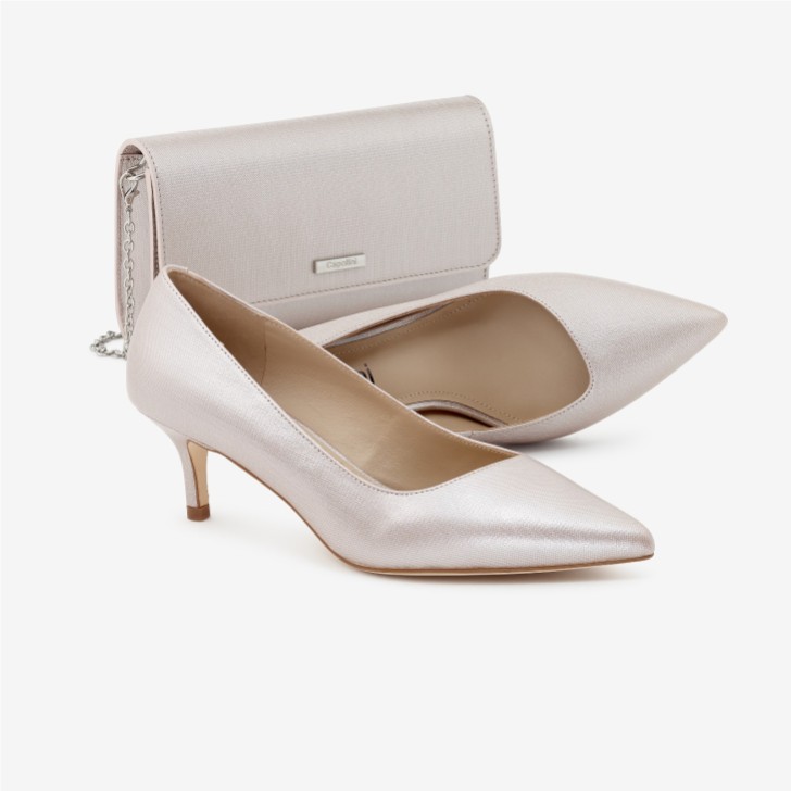 Capollini Pearlised Blush Leather Clutch Bag