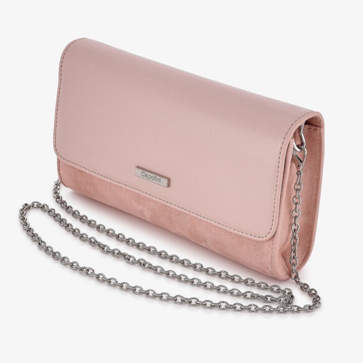 Capollini Rosa Clutch-Tasche aus Wildleder und Leder