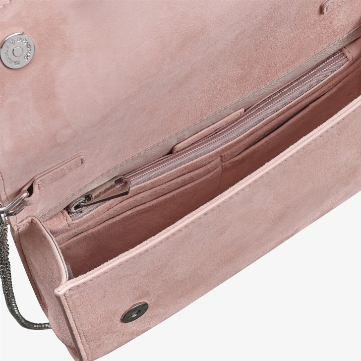 Capollini Rosa Clutch-Tasche aus Wildleder und Leder