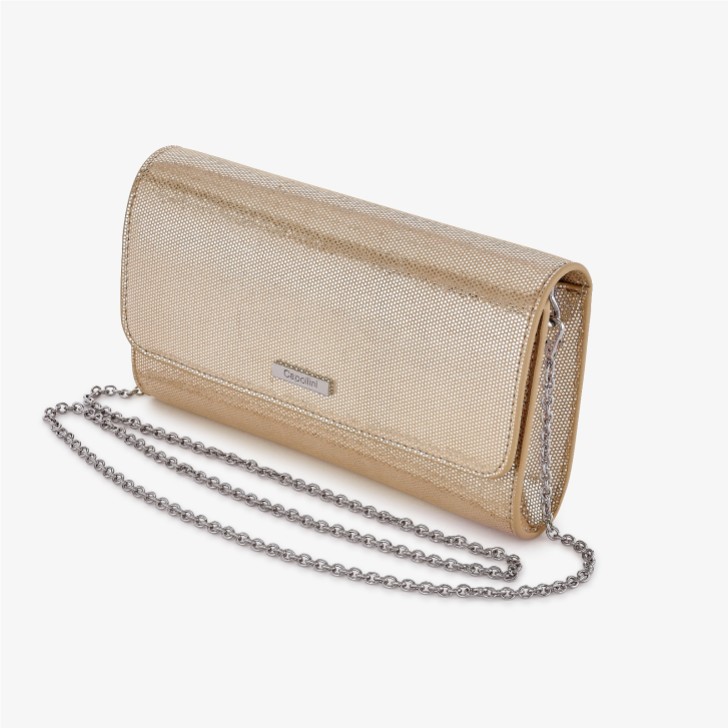 Capollini Prosecco Gold Nubuck Leather Clutch Bag