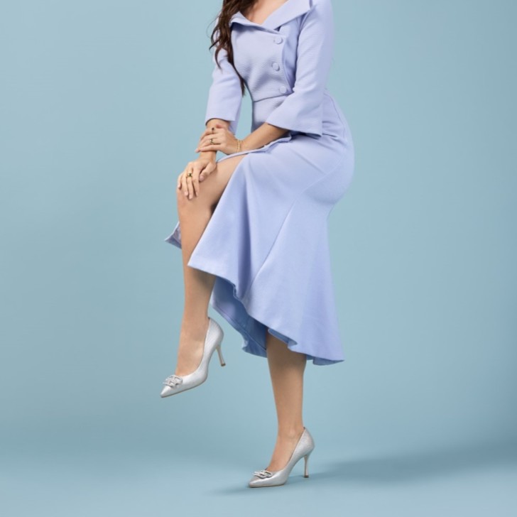 Capollini Scarlet Pearlised Silver Leather High Heel Court Shoes