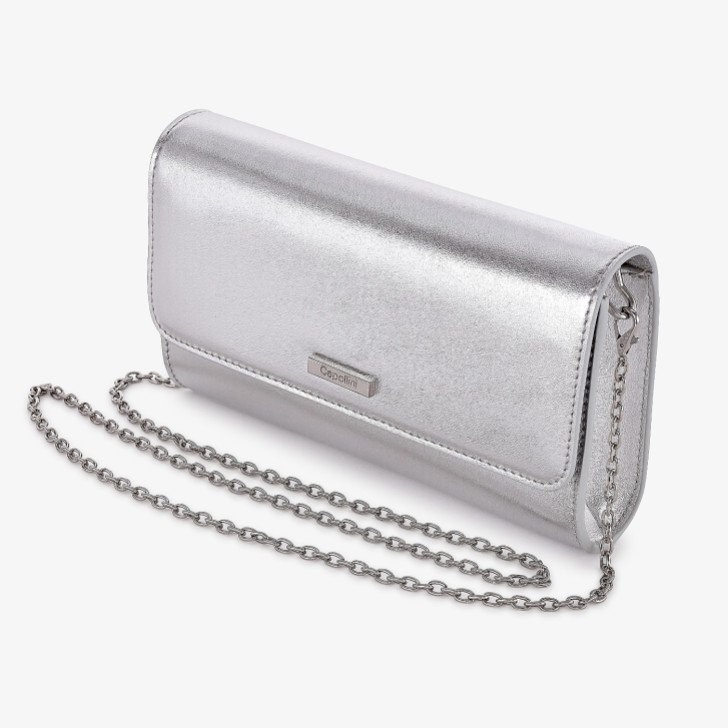 Capollini Silberne Leder Clutch Tasche