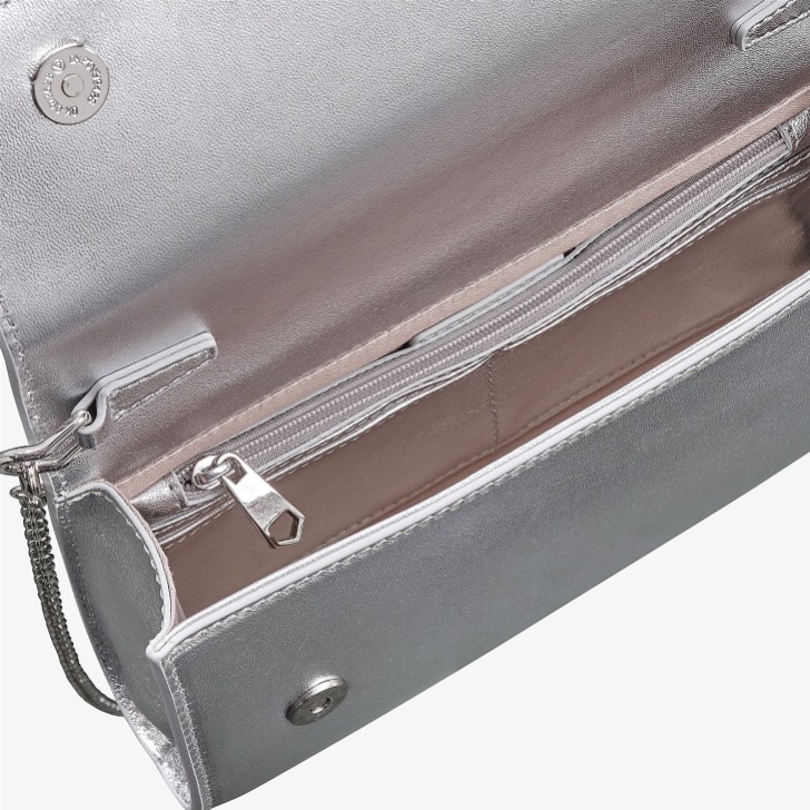 Capollini Silver Leather Clutch Bag