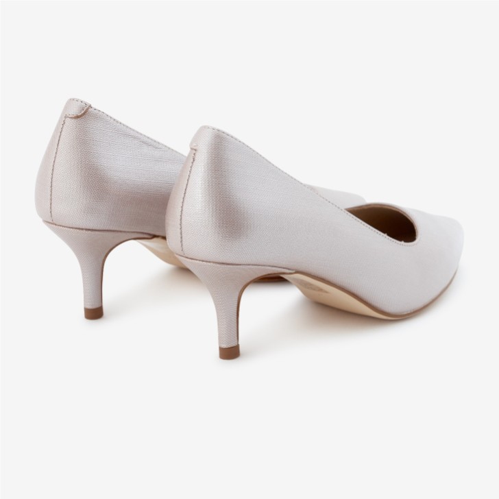 Capollini Ursula Pearlised Blush Leather Low Heel Court Shoes