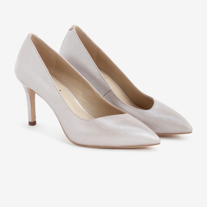 Capollini Vivian Pearlised Blush Leather High Heel Court Shoes