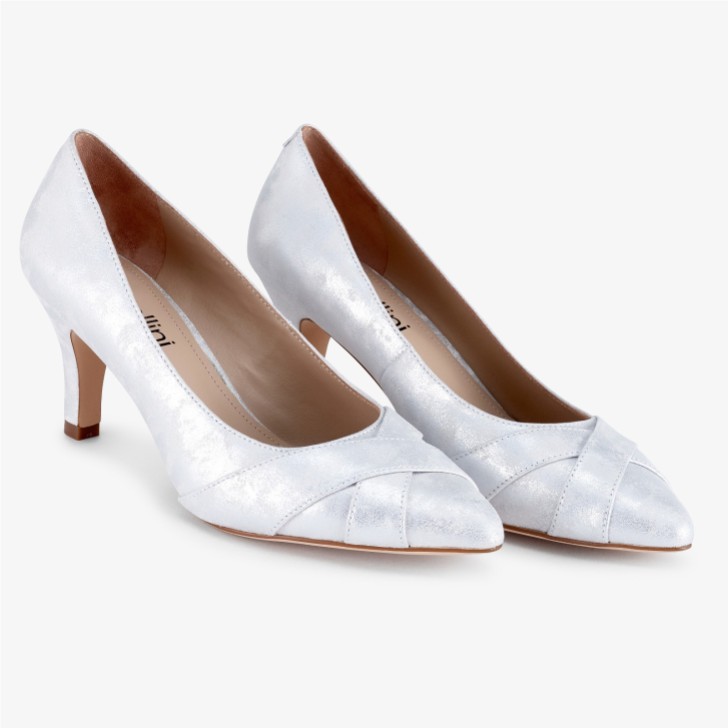 Capollini Wyona Silver Nubuck Leather Wide Fit Court Shoes