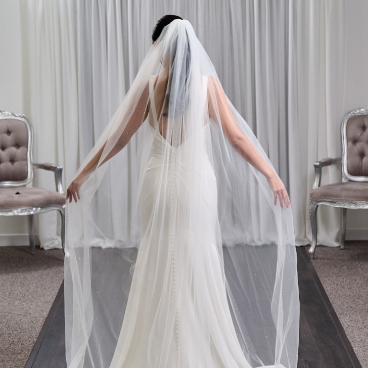 Chelsea Single Tier Italian Tulle Scattered Pearl Veil