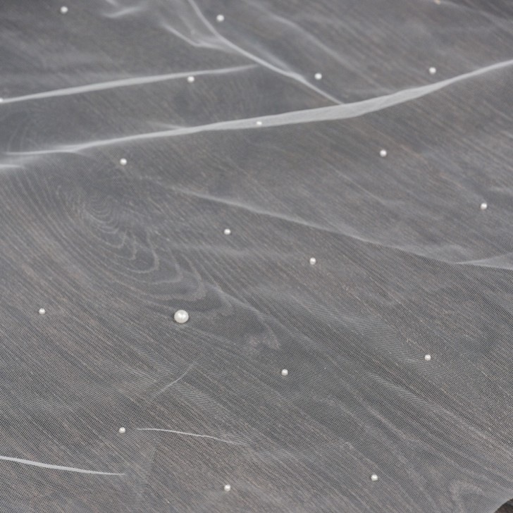 Chelsea Single Tier Italian Tulle Scattered Pearl Veil
