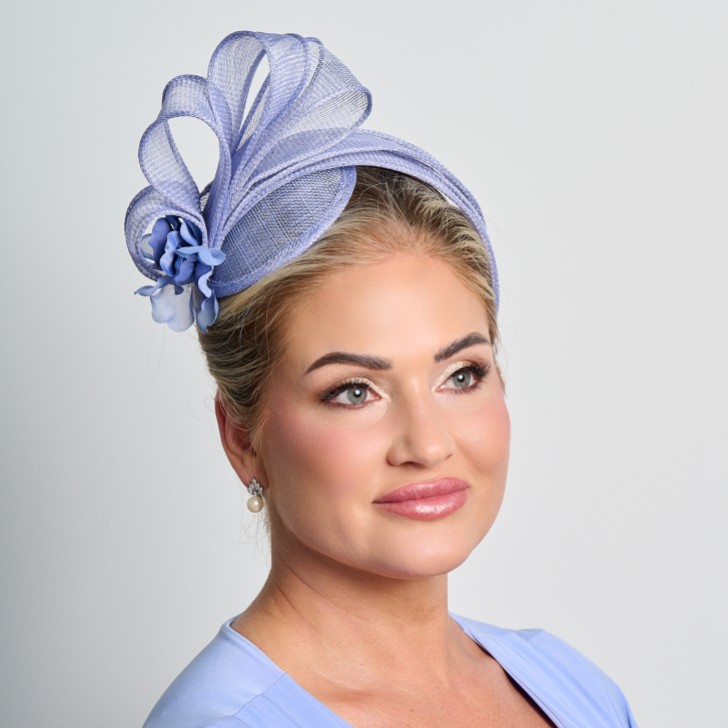 Cornflower Blue Simple Side Pleat Sinamay Wedding Fascinator