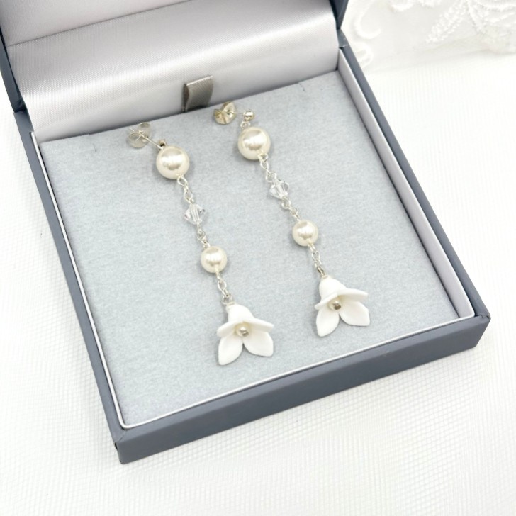 Dewdrop Long Floral Drop Earrings