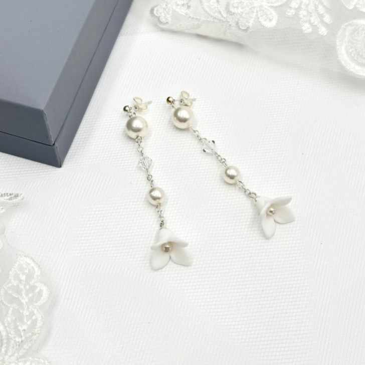 Dewdrop Long Floral Drop Earrings