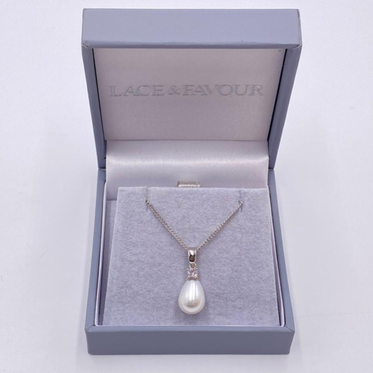 Dolci Silver Teardrop Pearl Pendant Necklace