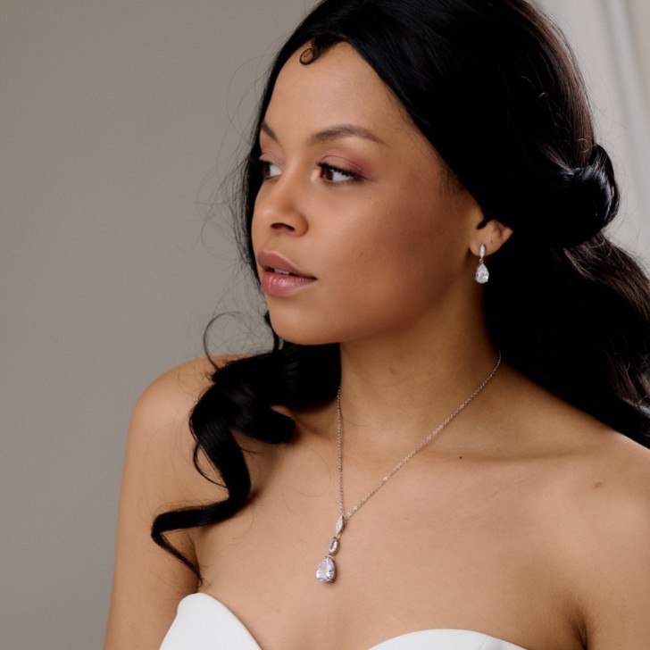 Ellie Cubic Zirconia Crystal Wedding Jewelry Set