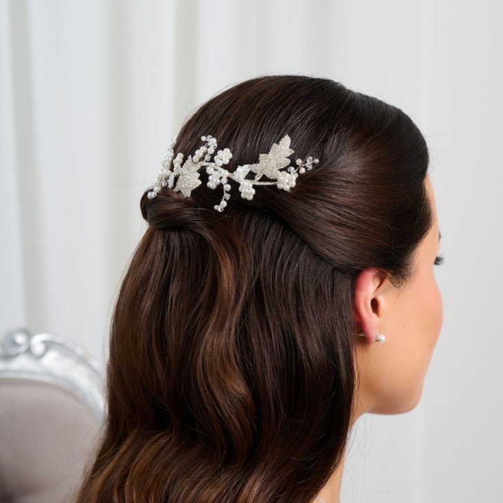 Elouise Perlen Blätter und Elfenbein Perle Vintage inspiriert Haar Rebe