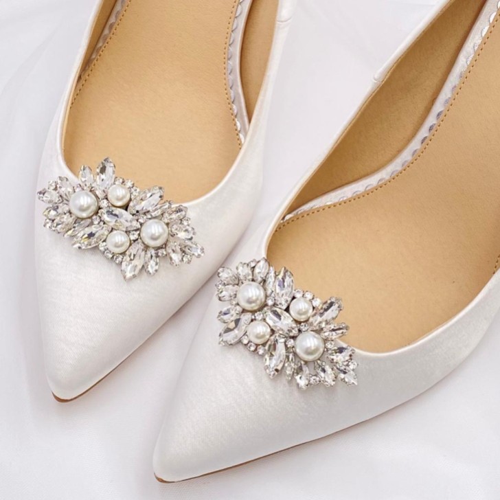 Euphoria Pearl and Crystal Brooch Shoe Clips