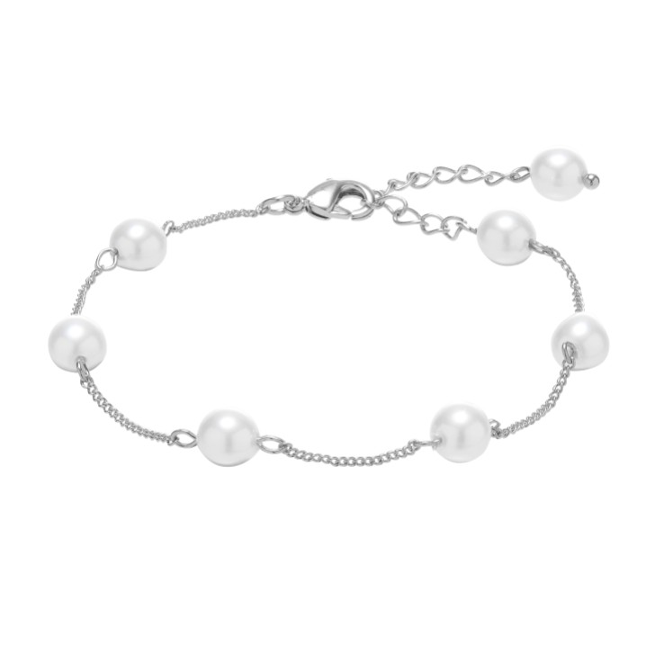 Evie Silver Dainty Pearl Chain Bracelet