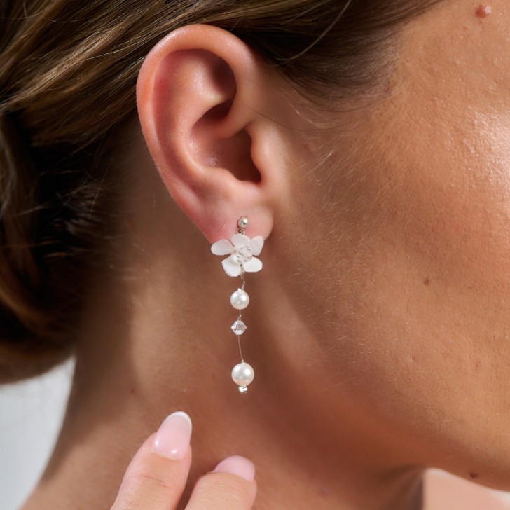 Fee Perle und Kristall Tropfen Blume Ohrringe