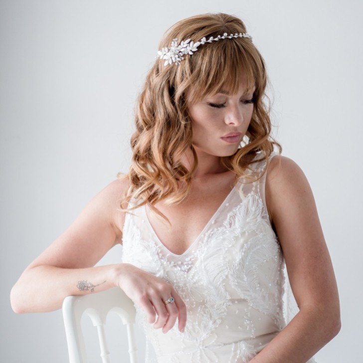 Fleur Delicate Leaves and Pearl Wedding Hair Vine