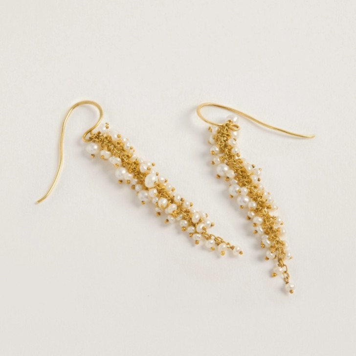 Freya Rose Delicate Gold Pearl Drop Earrings