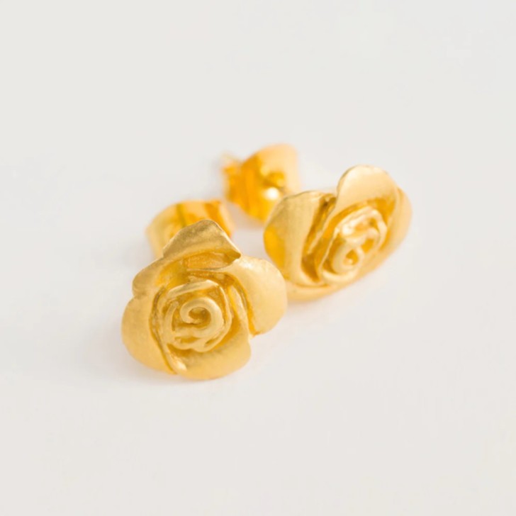 Freya Rose Gold Rose Stud Earrings