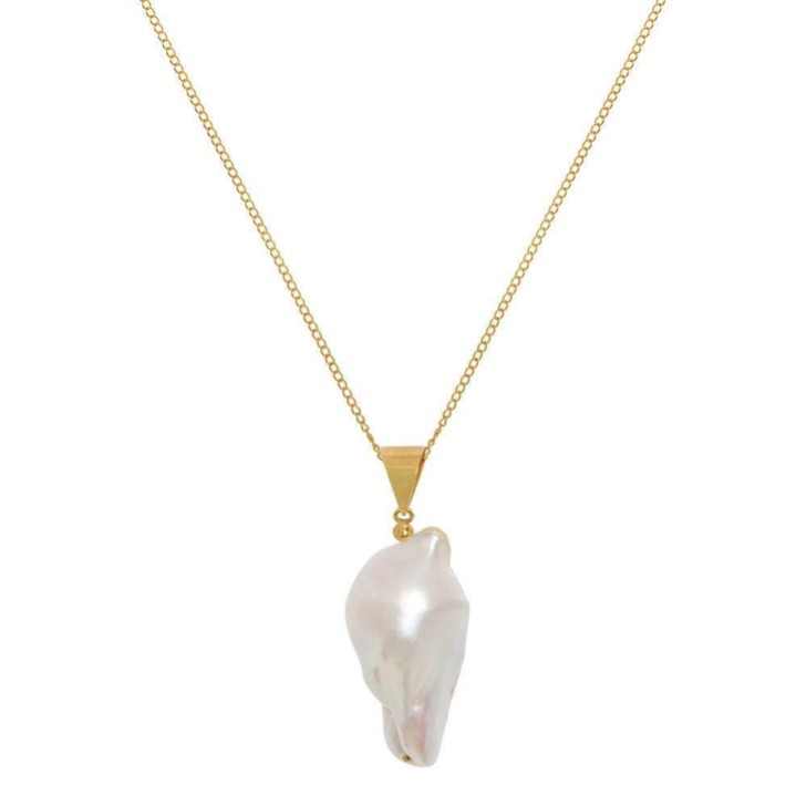 Freya Rose Large Baroque Pearl 22ct Gold Pendant Necklace