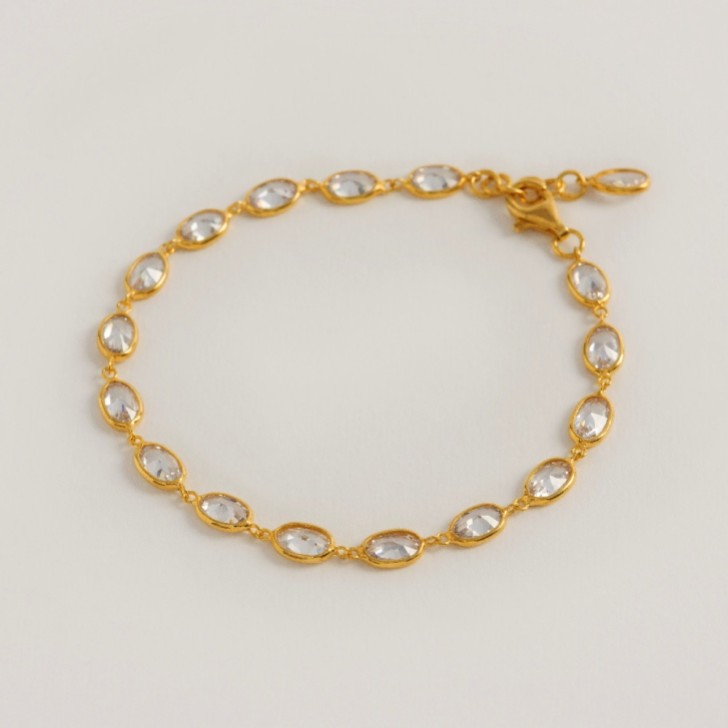 Freya Rose Oval Crystal Gold Framed Bracelet