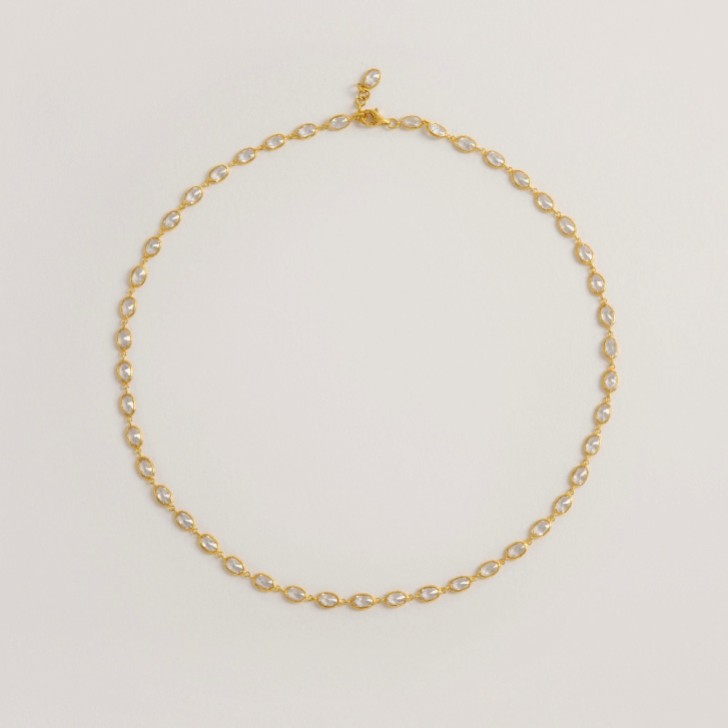Freya Rose Oval Crystal Gold Framed Necklace