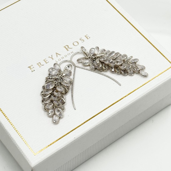 Freya Rose Silver Midi Crystal Drop Earrings