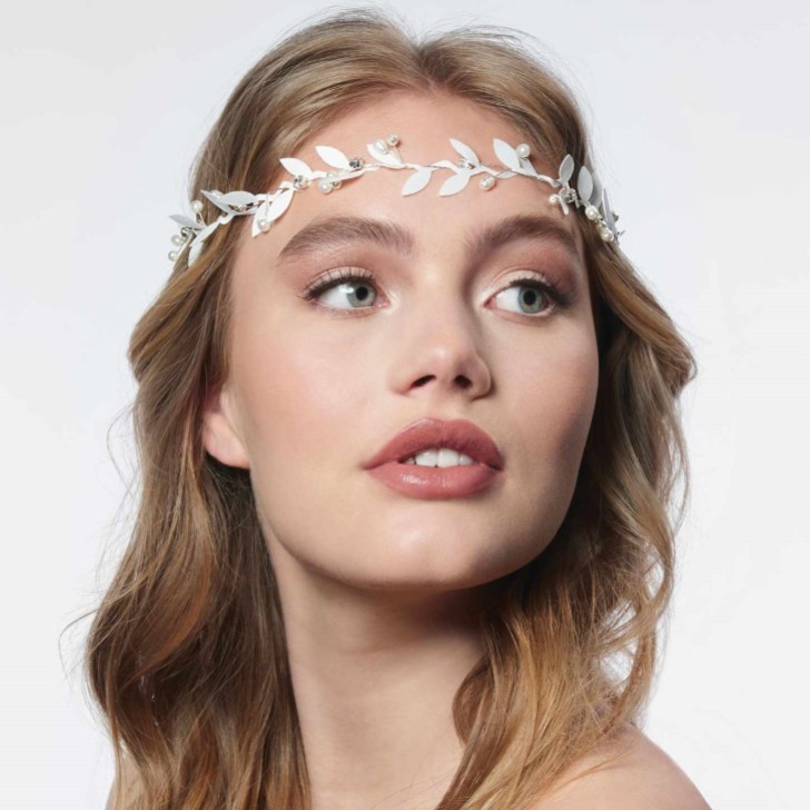 Gaia Silver Leaf Bridal Boho Headband